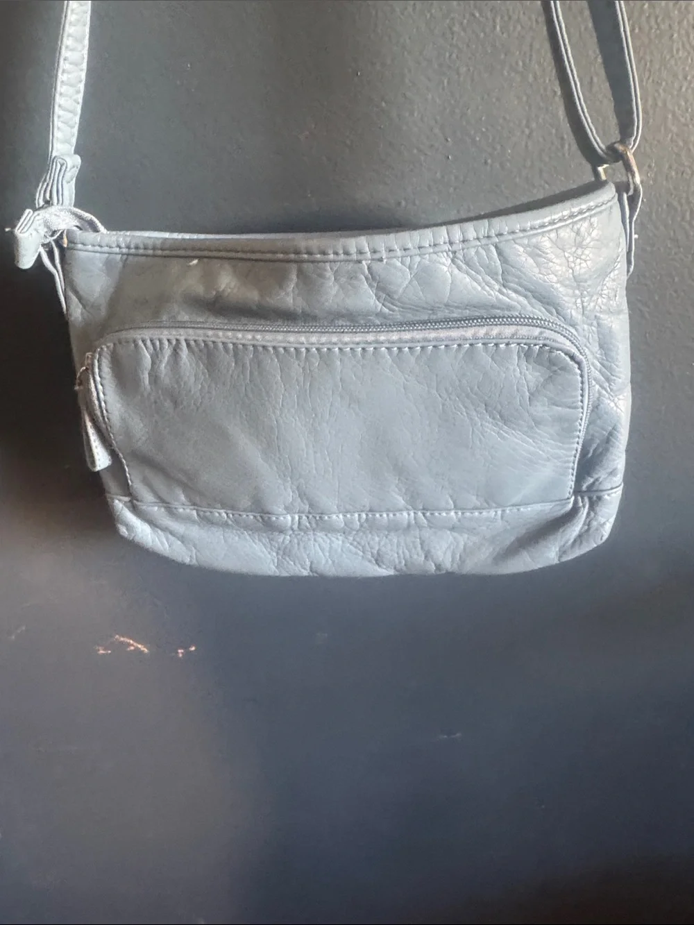 Bueno Quilted Light Blue Crossbody Bag with Front Zipper